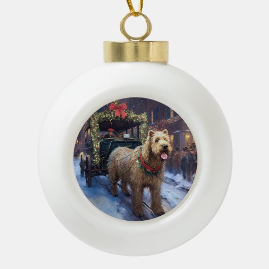 Wheaten Terrier Kerstfeest Seizoen Keramische Bal Ornament (Voorkant)