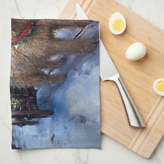 Wheaten Terrier Kerstfeest Seizoen Theedoek (Quarter Fold)