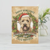 Wheaten Terrier Kerstkaart Kerstmis Kaart (Staand voorkant)