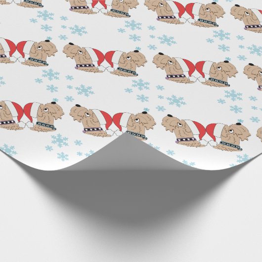 Wheaten Terrier kerstwrapping Cadeaupapier (Hoek)