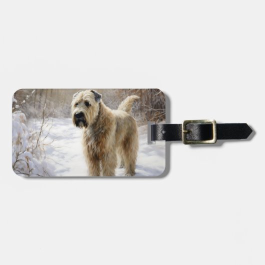 Wheaten Terrier Laat het sneeuwen Kerstmis Bagagelabel (Voorkant horizontaal)