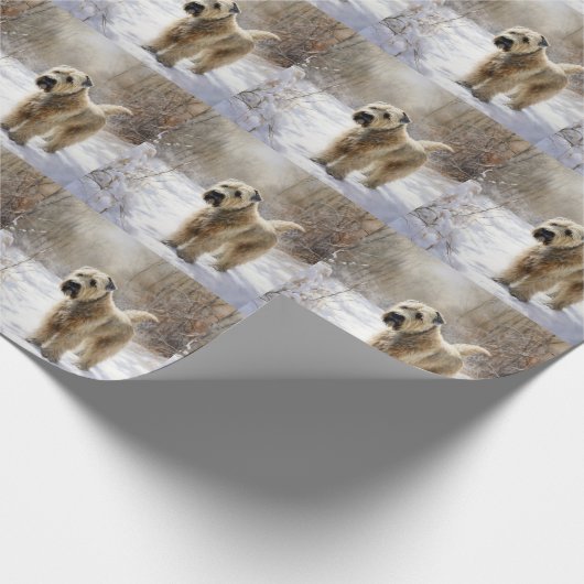 Wheaten Terrier Laat het sneeuwen Kerstmis Cadeaupapier (Hoek)