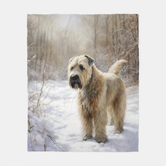 Wheaten Terrier Laat het sneeuwen Kerstmis Fleece Deken (Voorkant)