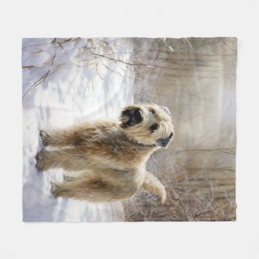 Wheaten Terrier Laat het sneeuwen Kerstmis Fleece Deken (Voorkant (Horizontaal))