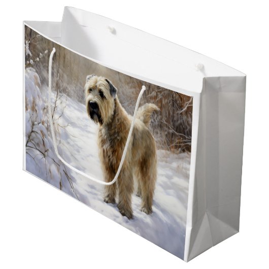 Wheaten Terrier Laat het sneeuwen Kerstmis Groot Cadeauzakje (Voorkant Gekanteld)
