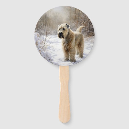 Wheaten Terrier Laat het sneeuwen Kerstmis Handwaaier (Achterkant)