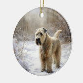 Wheaten Terrier Laat het sneeuwen Kerstmis Keramisch Ornament (Links)