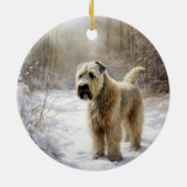 Wheaten Terrier Laat het sneeuwen Kerstmis Keramisch Ornament (Achterkant)
