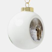 Wheaten Terrier Laat het sneeuwen Kerstmis Keramische Bal Ornament (Links)