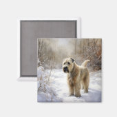 Wheaten Terrier Laat het sneeuwen Kerstmis Magneet (Voorkant / Achterkant)