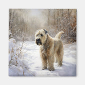 Wheaten Terrier Laat het sneeuwen Kerstmis Magneet (Voorkant)