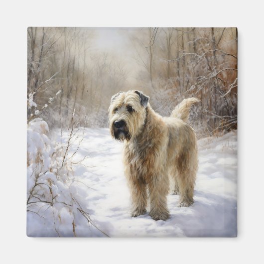 Wheaten Terrier Laat het sneeuwen Kerstmis Magneet (Voorkant)