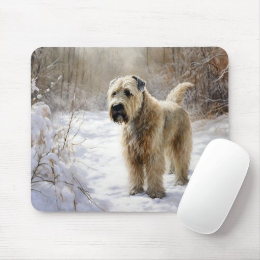 Wheaten Terrier Laat het sneeuwen Kerstmis Muismat (Met muis)