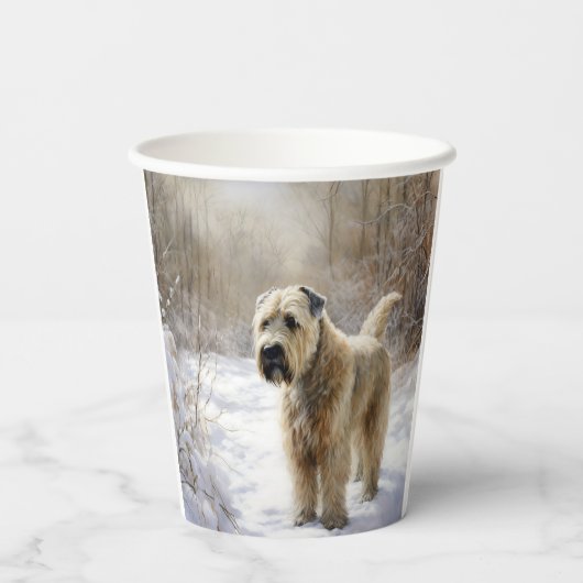 Wheaten Terrier Laat het sneeuwen Kerstmis Papieren Bekers (Achterkant)
