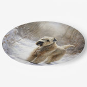 Wheaten Terrier Laat het sneeuwen Kerstmis Papieren Bordje (Gekanteld)