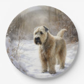 Wheaten Terrier Laat het sneeuwen Kerstmis Papieren Bordje (Voorkant)