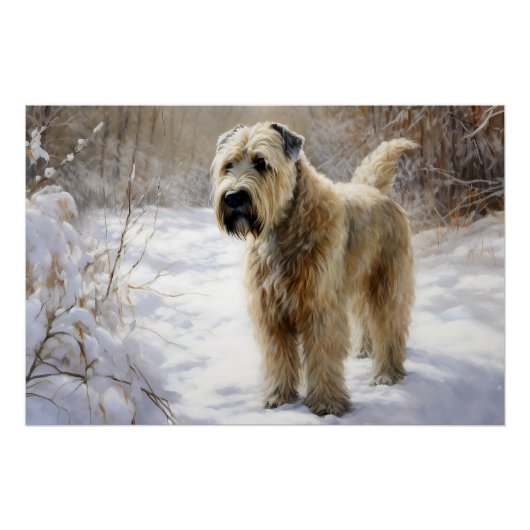 Wheaten Terrier Laat het sneeuwen Kerstmis Perfect Poster (Voorkant)