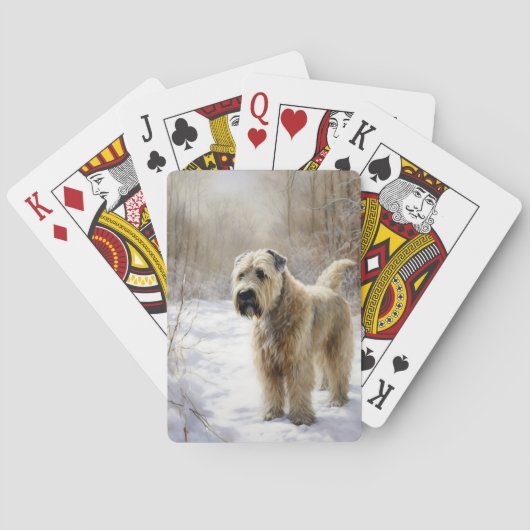 Wheaten Terrier Laat het sneeuwen Kerstmis Pokerkaarten (Achterkant)