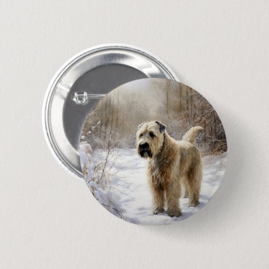 Wheaten Terrier Laat het sneeuwen Kerstmis Ronde Button 5,7 Cm (Voorkant /achterkant)