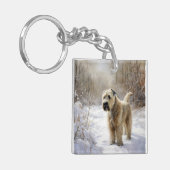 Wheaten Terrier Laat het sneeuwen Kerstmis Sleutelhanger (Voorkant Links)