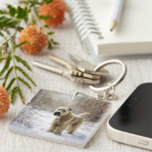 Wheaten Terrier Laat het sneeuwen Kerstmis Sleutelhanger (Voorkant Rechts)