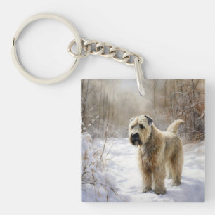 Wheaten Terrier Laat het sneeuwen Kerstmis Sleutelhanger