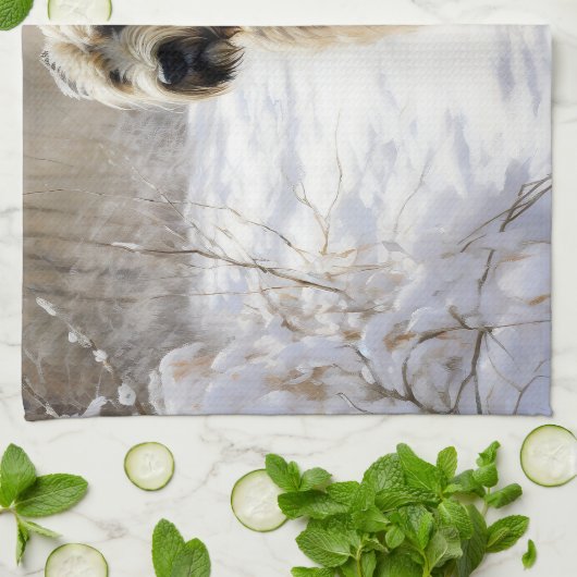 Wheaten Terrier Laat het sneeuwen Kerstmis Theedoek (Gevouwen)