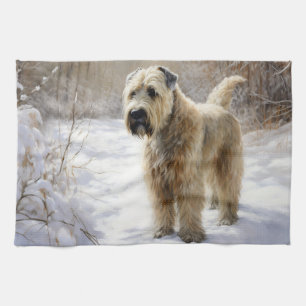 Wheaten Terrier Laat het sneeuwen Kerstmis Theedoek