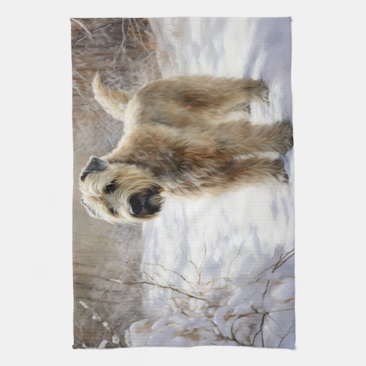 Wheaten Terrier Laat het sneeuwen Kerstmis Theedoek (Verticaal)