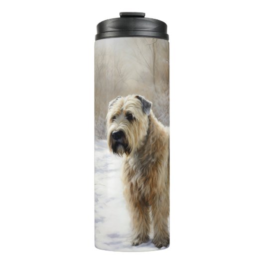 Wheaten Terrier Laat het sneeuwen Kerstmis Thermosbeker (Voorkant)