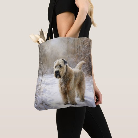 Wheaten Terrier Laat het sneeuwen Kerstmis Tote Bag (Dichtbij)