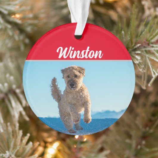 Wheaten Terrier met naam en kerstfoto Ornament (Boom)