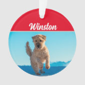 Wheaten Terrier met naam en kerstfoto Ornament (voorkant)