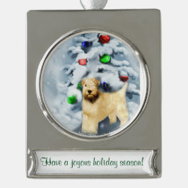 Wheaten Terrier Personalized Kerstmis Verzilverd Banner Ornament