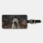 Wheaten Terrier Pompoenen Halloween Eng Bagagelabel (Voorkant horizontaal)