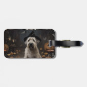 Wheaten Terrier Pompoenen Halloween Eng Bagagelabel (Achterkant horizontaal)