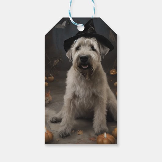 Wheaten Terrier Pompoenen Halloween Eng Cadeaulabel (Achterkant)