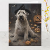 Wheaten Terrier Pompoenen Halloween Eng Kaart (Gele Bloem)