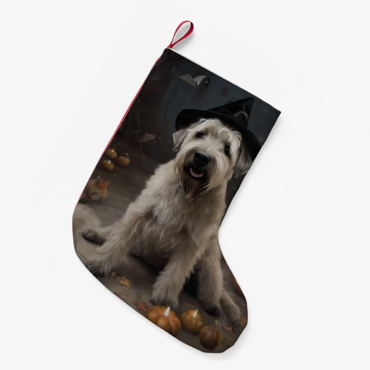 Wheaten Terrier Pompoenen Halloween Eng Kleine Kerstsok (Voorkant (Hangend))
