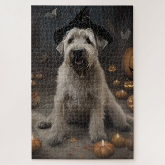 Wheaten Terrier Pompoenen Halloween Eng Legpuzzel (Verticaal)