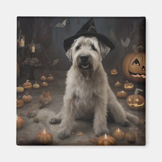 Wheaten Terrier Pompoenen Halloween Eng Magneet (Voorkant)