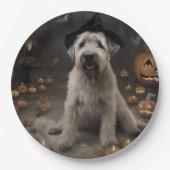 Wheaten Terrier Pompoenen Halloween Eng Papieren Bordje (Voorkant)