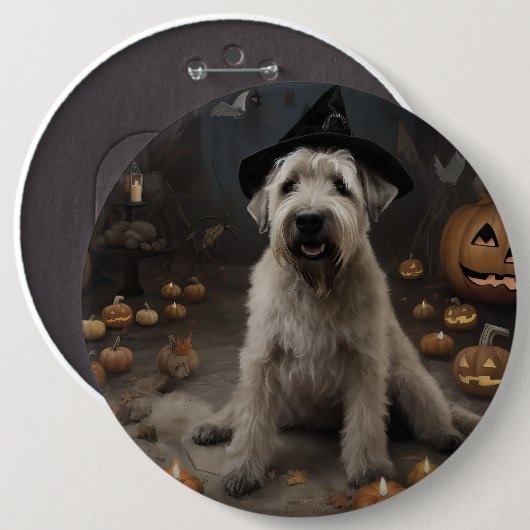 Wheaten Terrier Pompoenen Halloween Eng Ronde Button 6,0 Cm (Voorkant /achterkant)