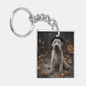 Wheaten Terrier Pompoenen Halloween Eng Sleutelhanger (Voorkant Links)