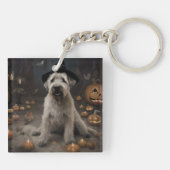 Wheaten Terrier Pompoenen Halloween Eng Sleutelhanger (Achterkant)