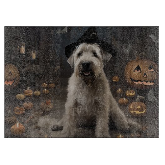 Wheaten Terrier Pompoenen Halloween Eng Snijplank (Voorkant)