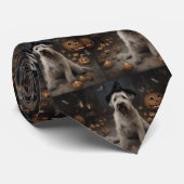 Wheaten Terrier Pompoenen Halloween Eng Stropdas (Opgerold)