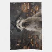 Wheaten Terrier Pompoenen Halloween Eng Theedoek (Verticaal)