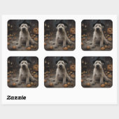 Wheaten Terrier Pompoenen Halloween Eng Vierkante Sticker (Vel)