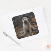 Wheaten Terrier Pompoenen Halloween Eng Vierkante Sticker (Envelop)